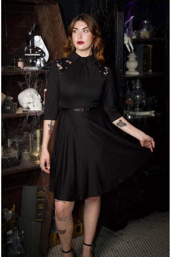 Faux Tie Fit and Flare Lace Halloween Dress
