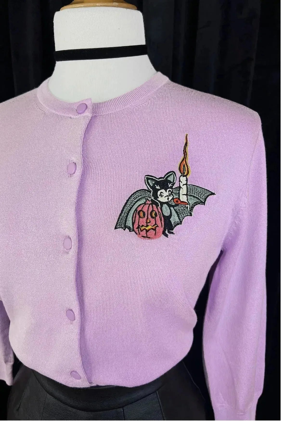 Lil Creepster Cropped Lilac Button down Cardigan