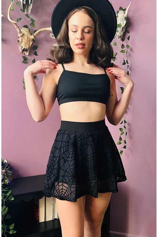 The Morbid Spiderwebs Flocked Mini Skort
