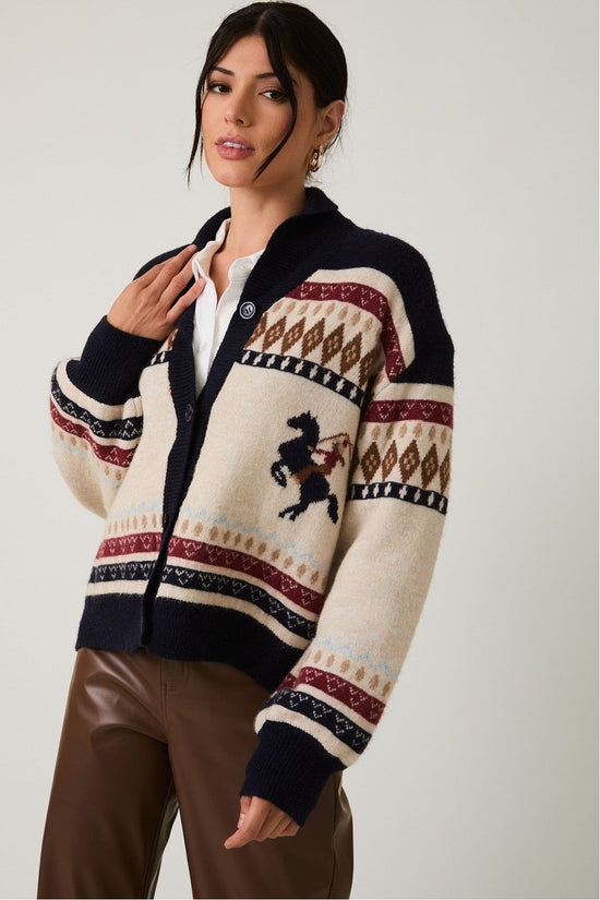 Button Up Western Oversize Sweater Cardigan