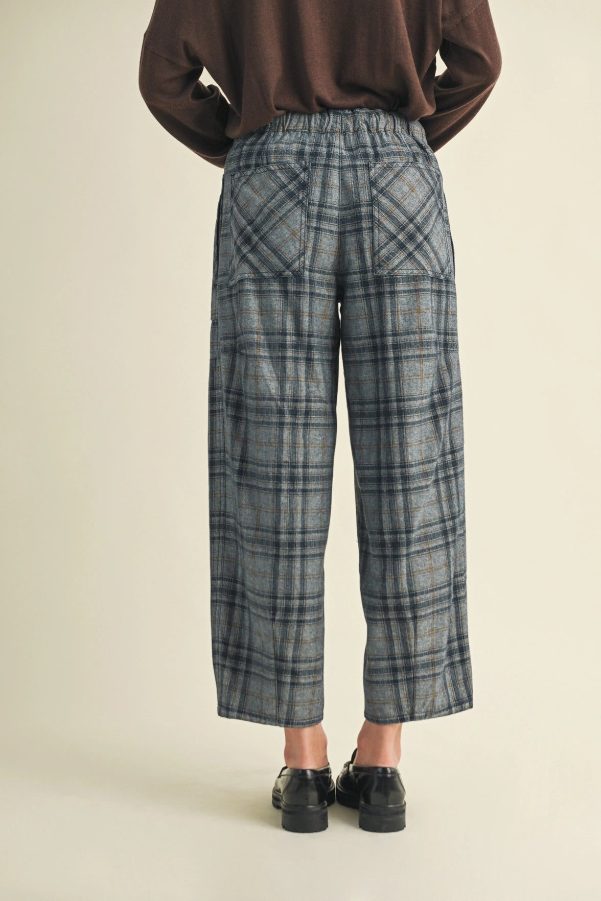 Relaxed Navy Pocket Plaid Pants