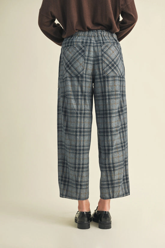 Relaxed Navy Pocket Plaid Pants