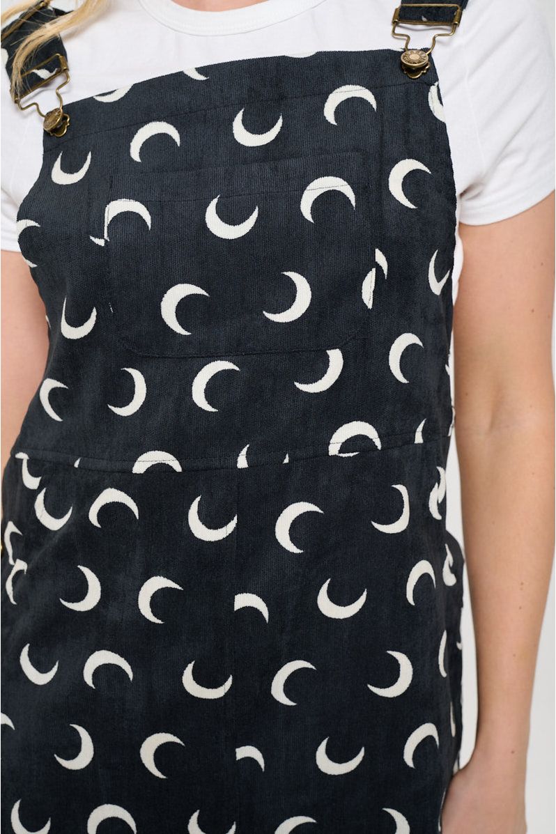 Half Moon Print Corduroy Dress