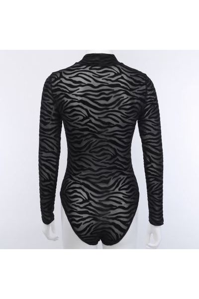 Beauty Fiend Sheer Zebra Bodysuit by Fox Slime