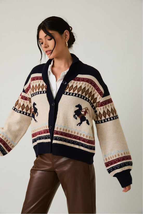 Button Up Western Oversize Sweater Cardigan