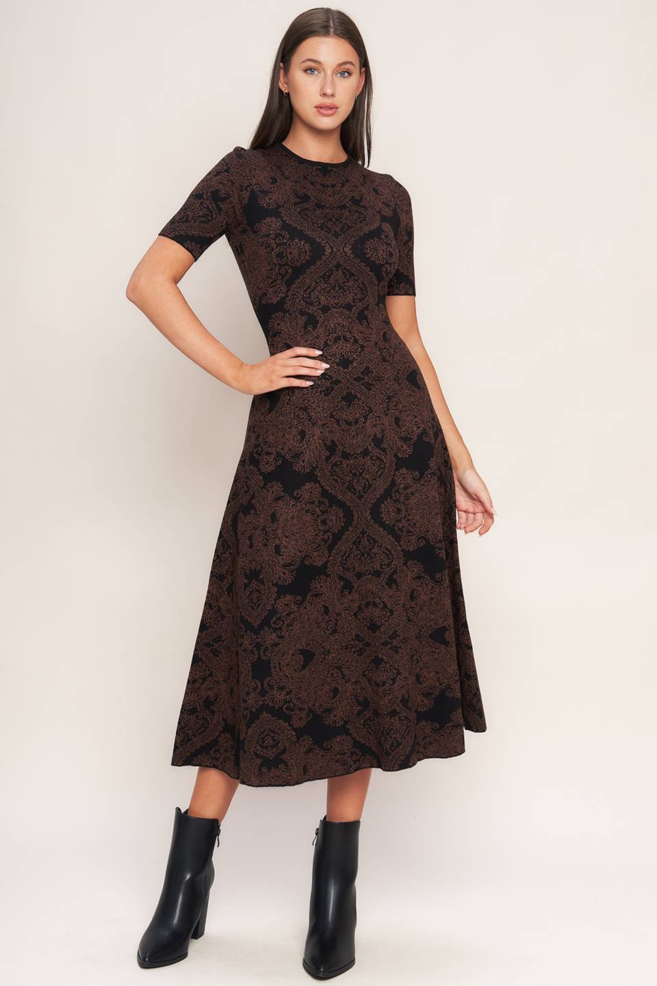 Jacquard Sweater Midi Dress