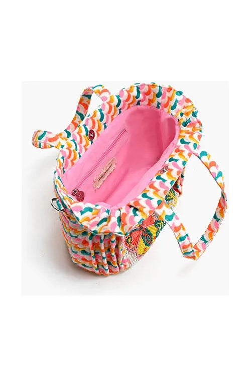 Rainbow Wings Floral Tote