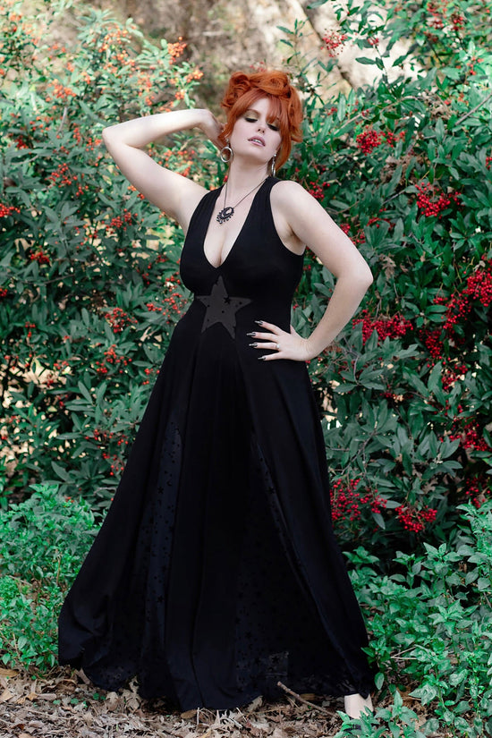 Starry Night Mesh Cutout Maxi