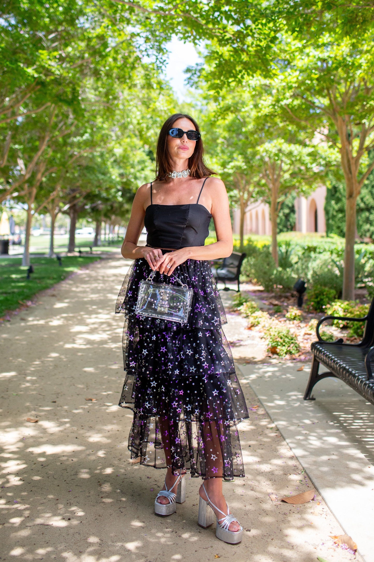 Amethyst Stars Tiered Maxi Skirt