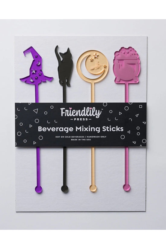 Cutie Witch Acrylic Drink Stirrer Set of 4