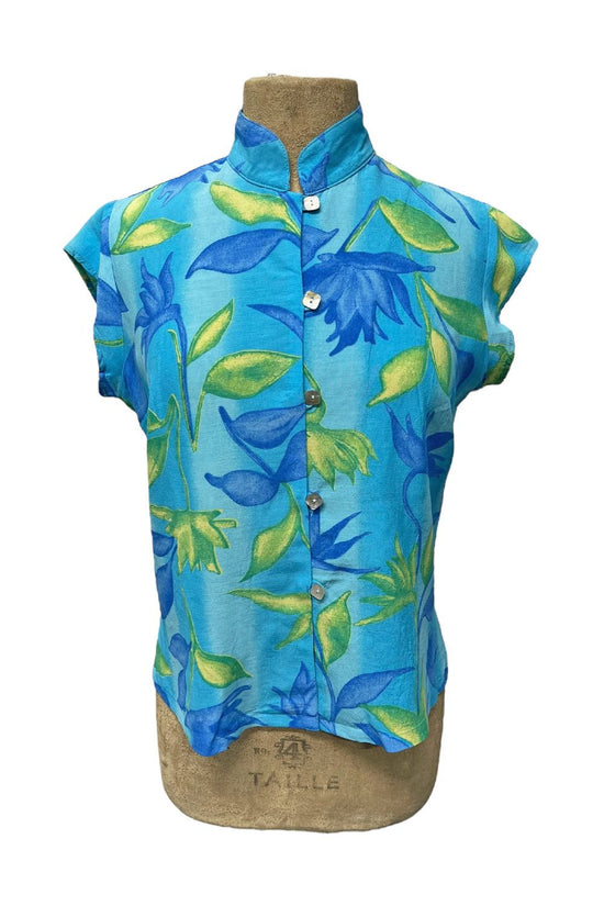 Blue Lagoon Mandarin Collar Tea Timer Top