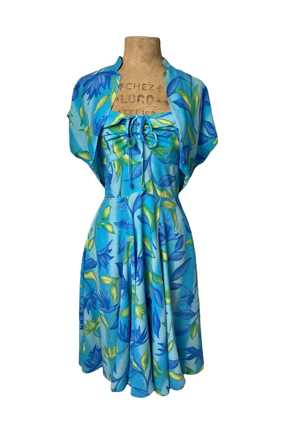 Blue Lagoon 1940s Style Marta Halter Swing Dress