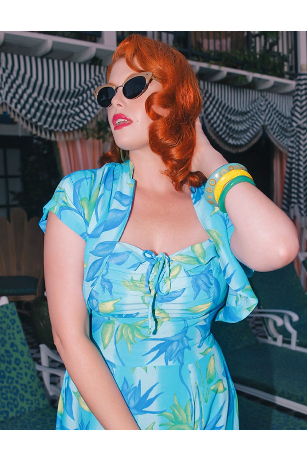 Blue Lagoon 1940s Style Marta Halter Swing Dress