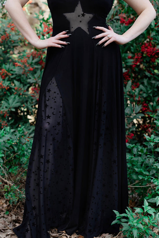 Starry Night Mesh Cutout Maxi