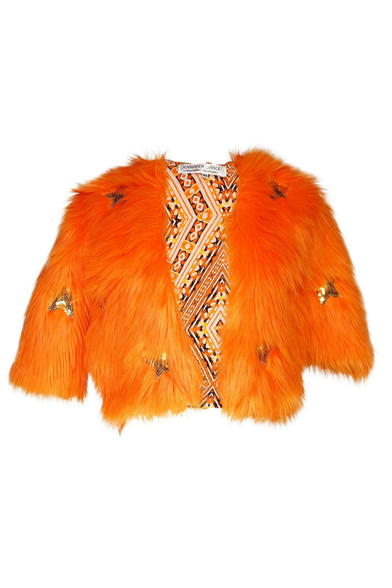 Planet Queen Orange Faux Fur Jacket