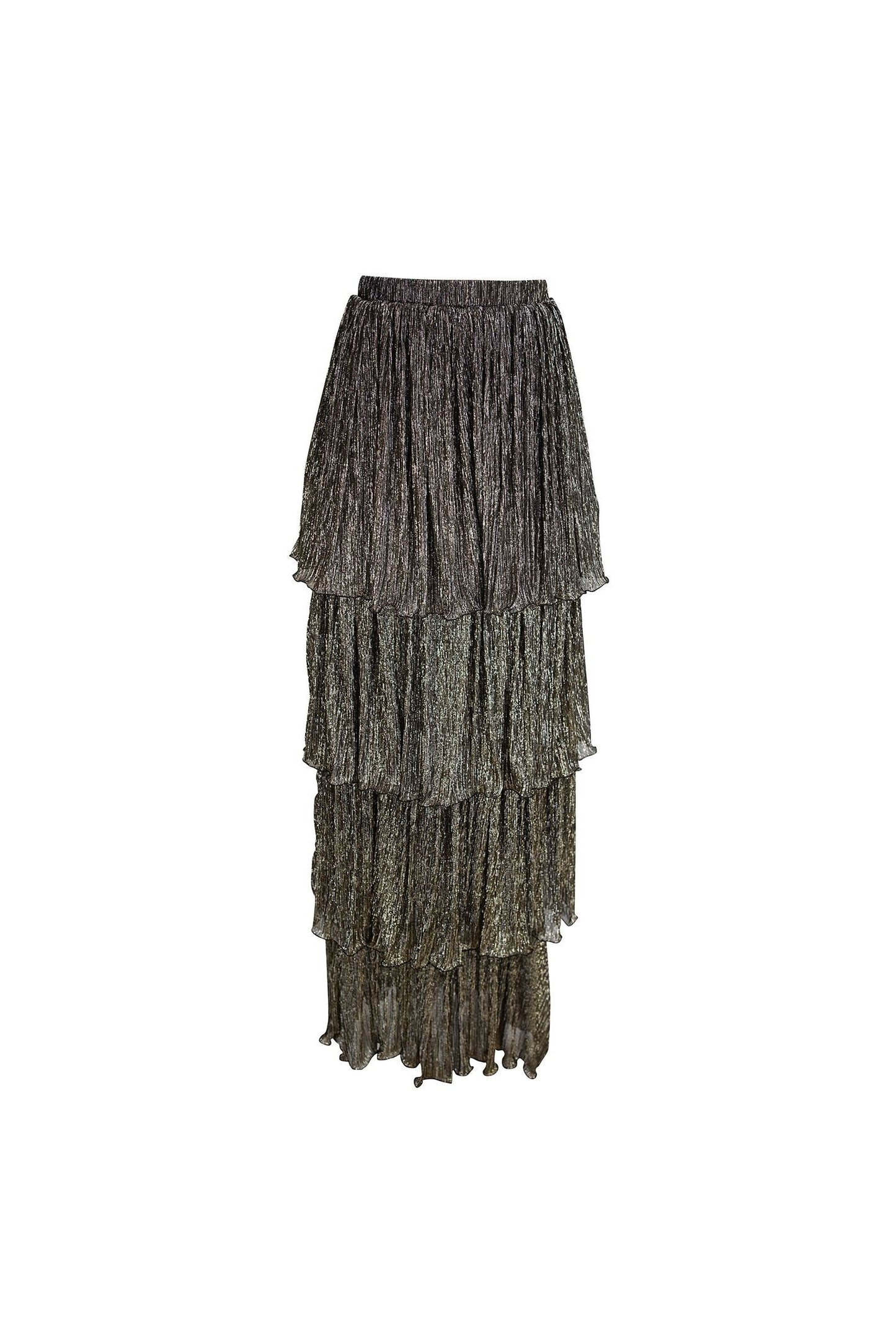 Pewter Tiered Maxi Skirt