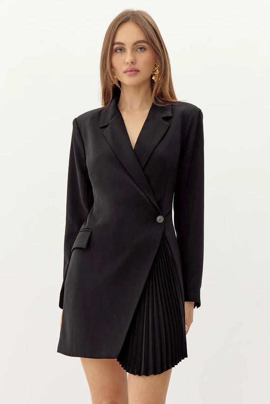 Suits You Swell Pleated Front Blazer Dress