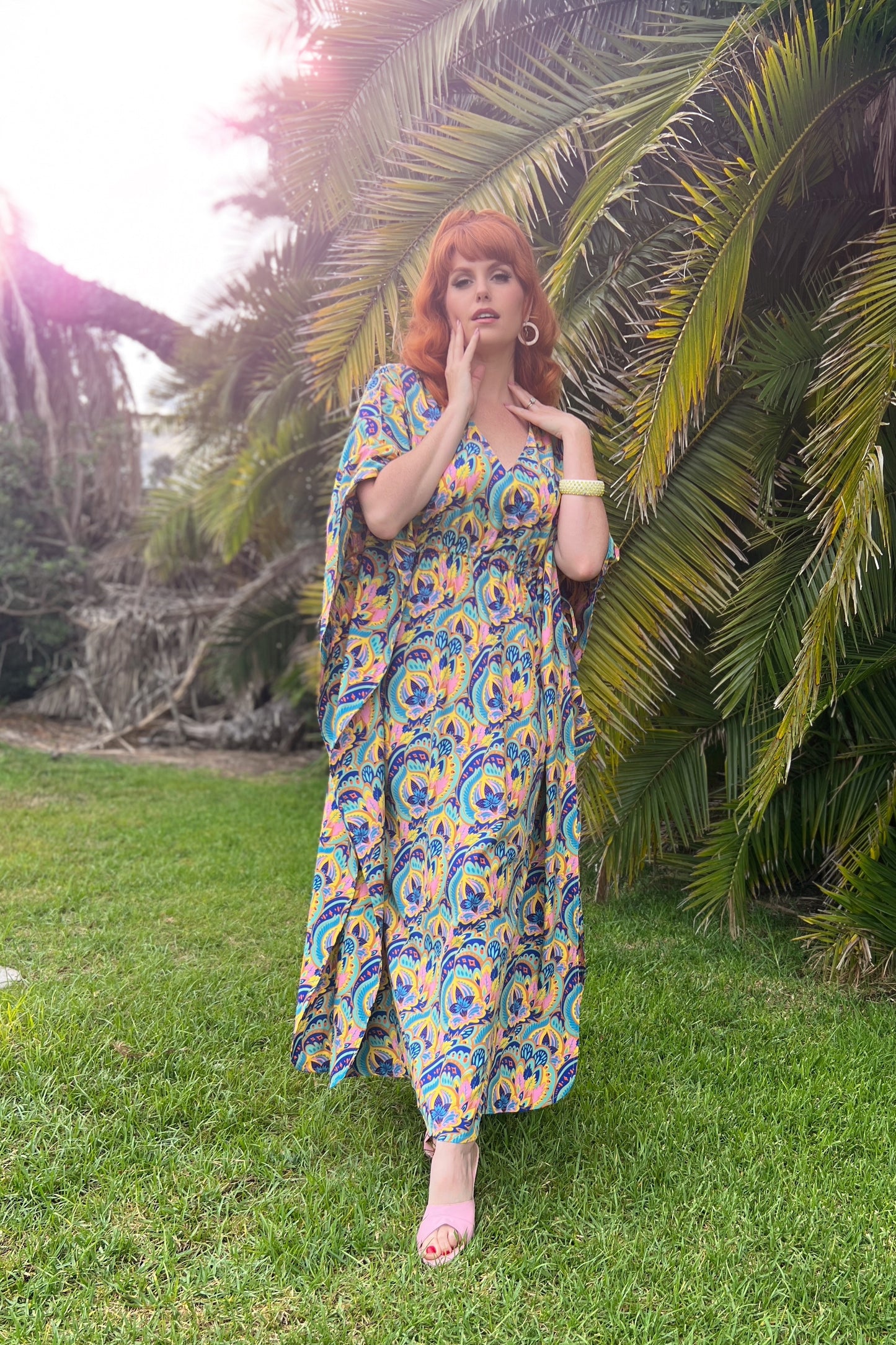 Rapture Colorful Abstract Everyday Caftan Designer Dress