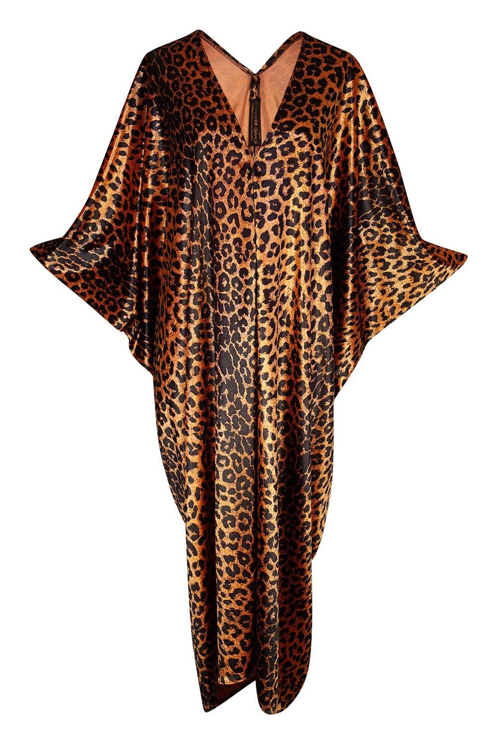 Load image into Gallery viewer, Golden Leopard Velveteen Caftan Kaftan Dress
