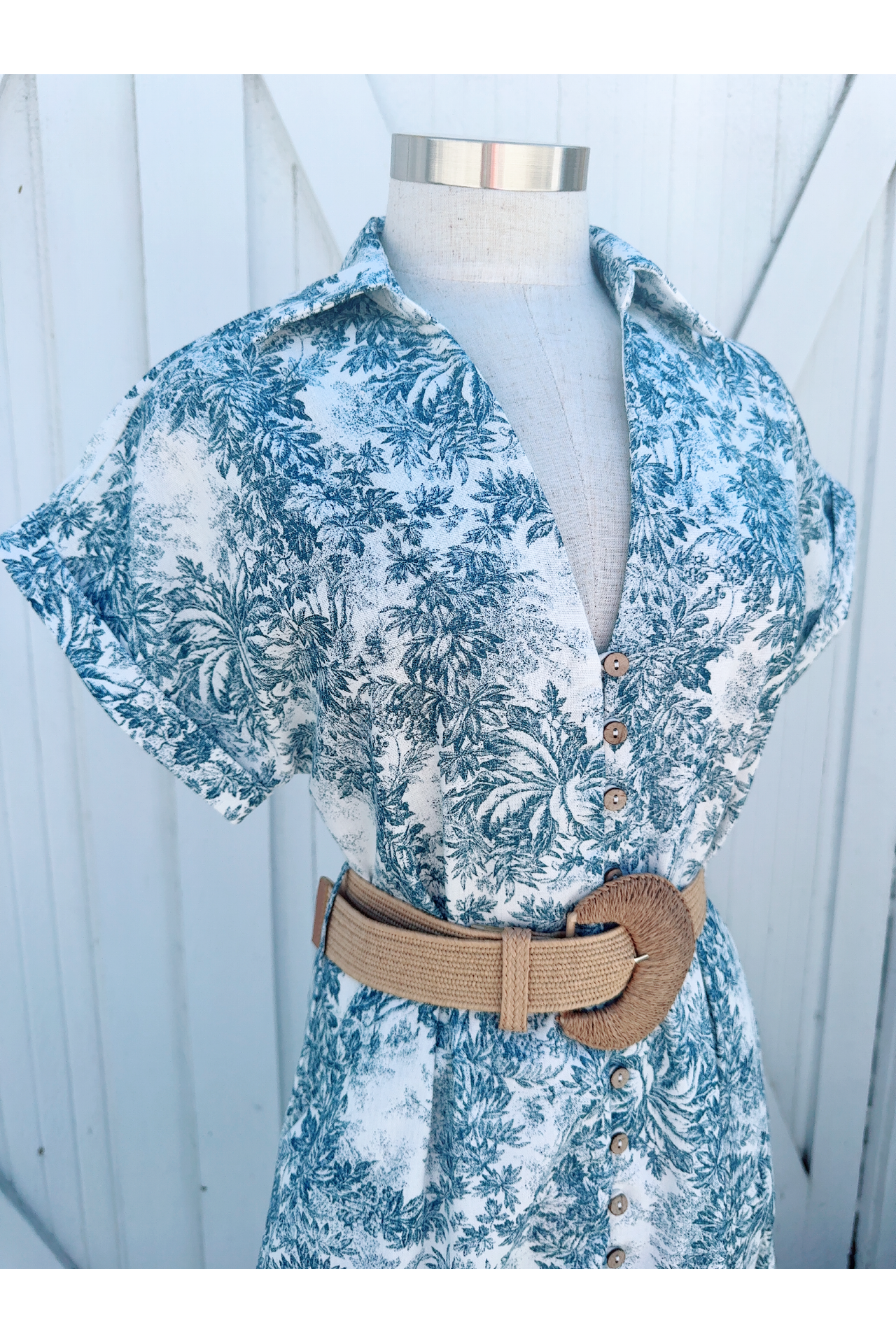 Divine Dimension Blue & White Toile Shirt Dress