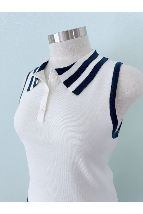 Serving Up Aces Contrasting Sleeveless Top