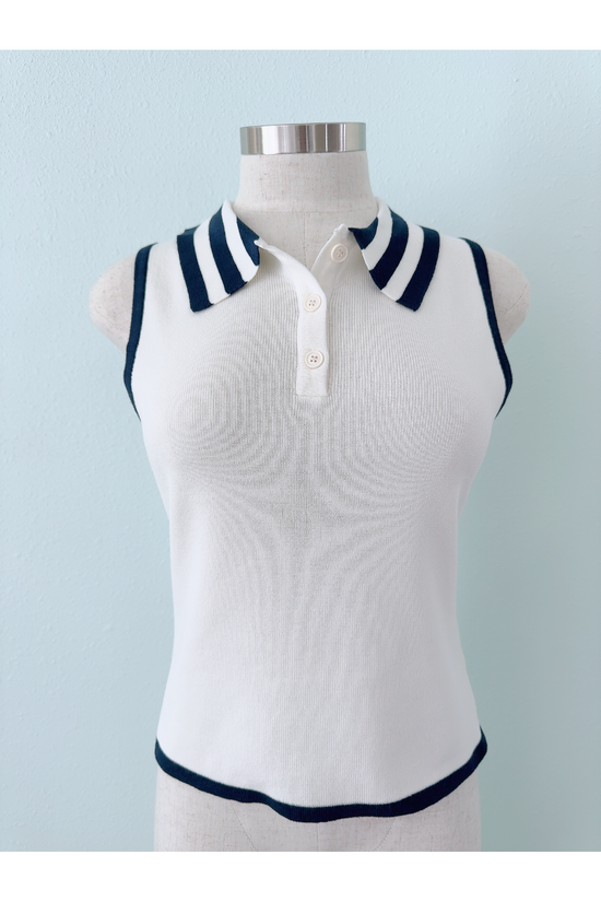 Serving Up Aces Contrasting Sleeveless Top