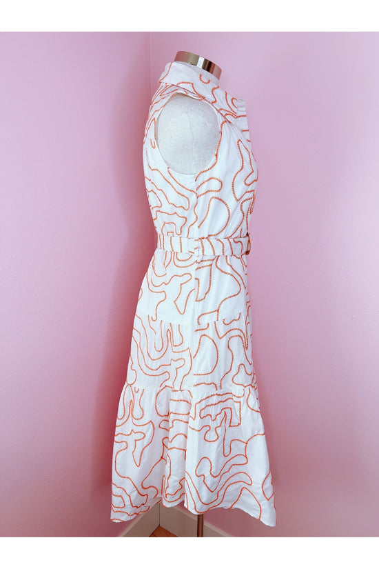 Sunfish Embroidered Sleeveless Shirt Dress