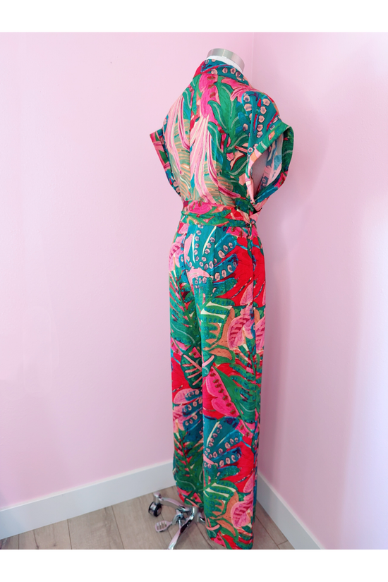 Drawing Dream Surplice Waist Tie Jumpsuit