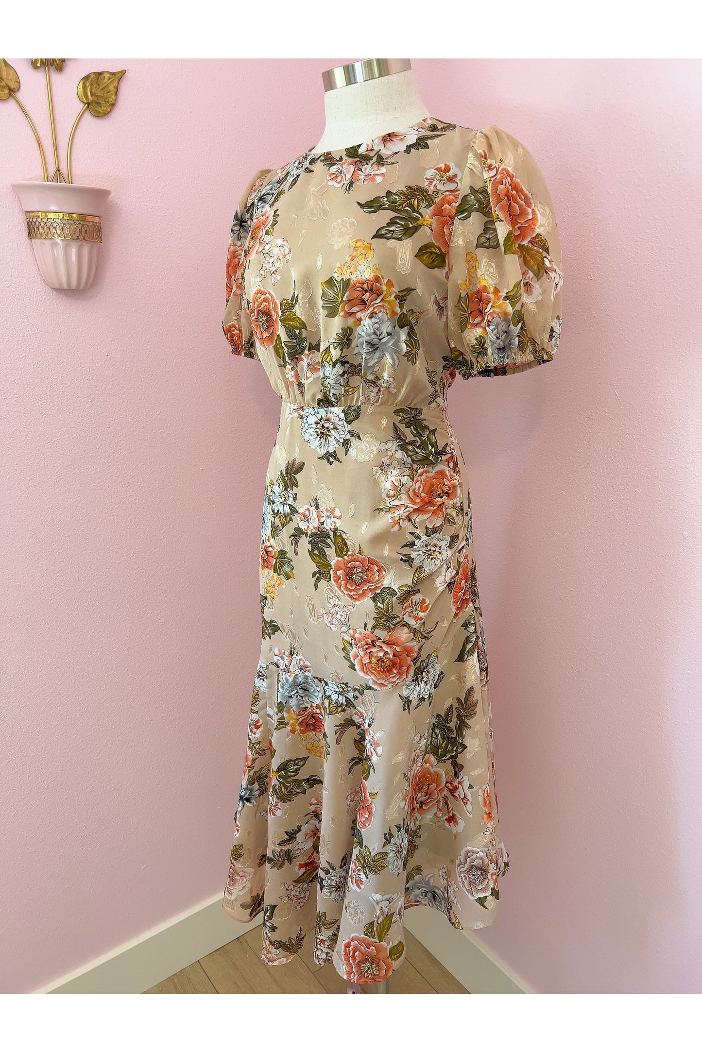 Floral Balboa Asymmetrical Midi Dress