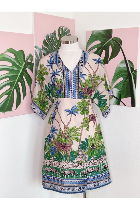 Hidden Tropics Mini Wrap Dress