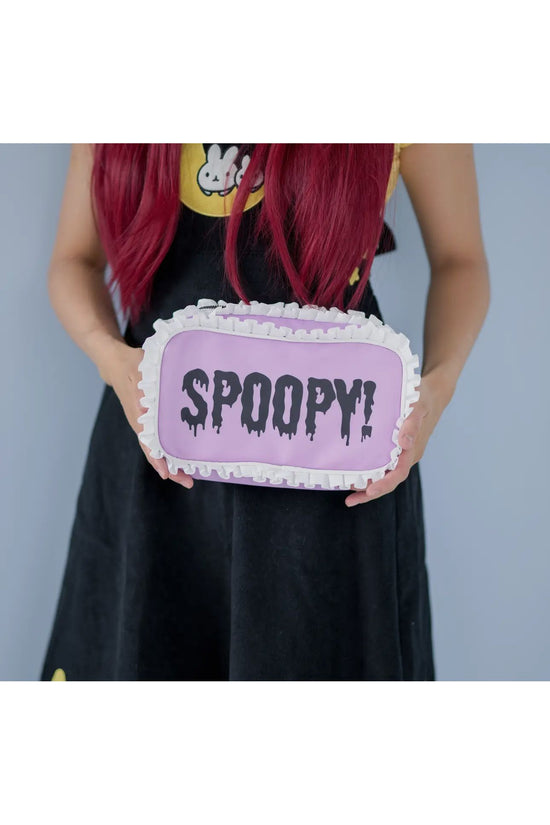 Spoopy! Purple Bat Ruffle Clutch Pouch