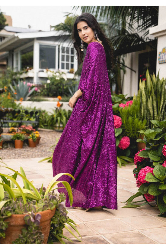 Fuchsia Sequin Designer Caftan Dress