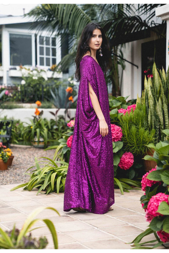 Fuchsia Sequin Designer Caftan Dress