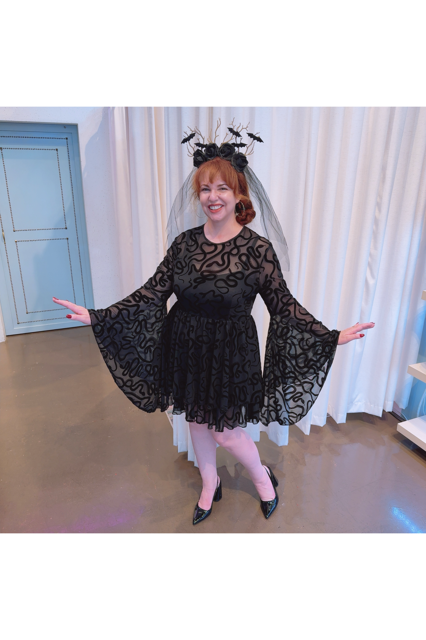 Severine Velvet Snake Flocked Mini Halloween Dress