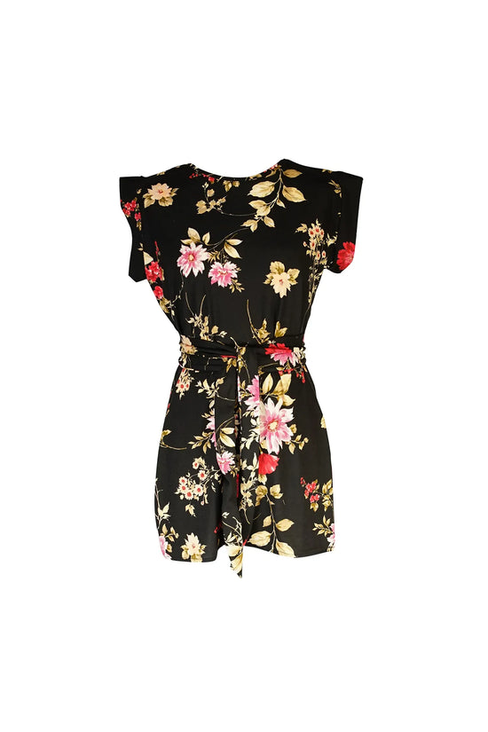 Black Floral Tunic and Palazzo Pant Set