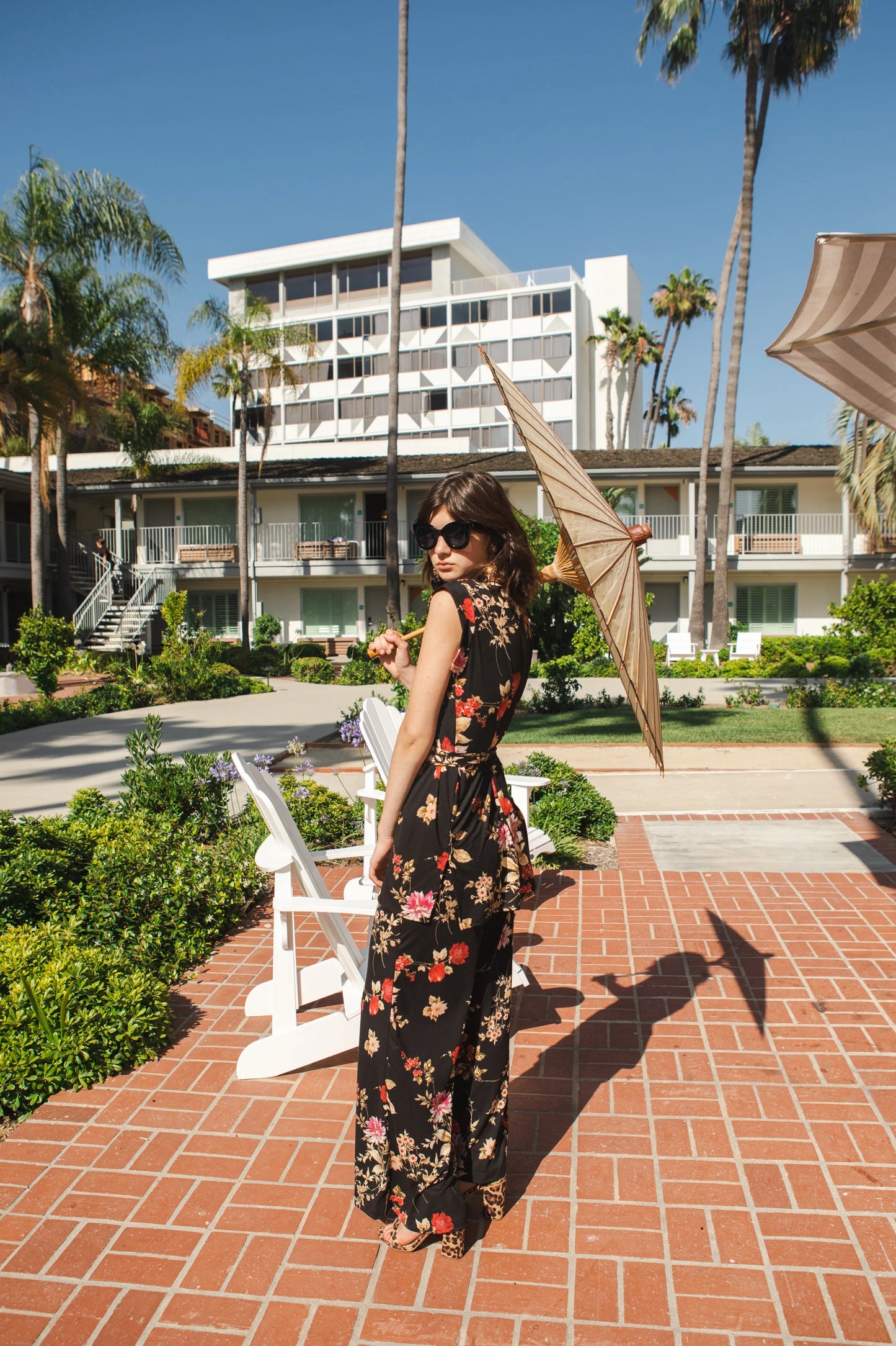 Black Floral Tunic and Palazzo Pant Set