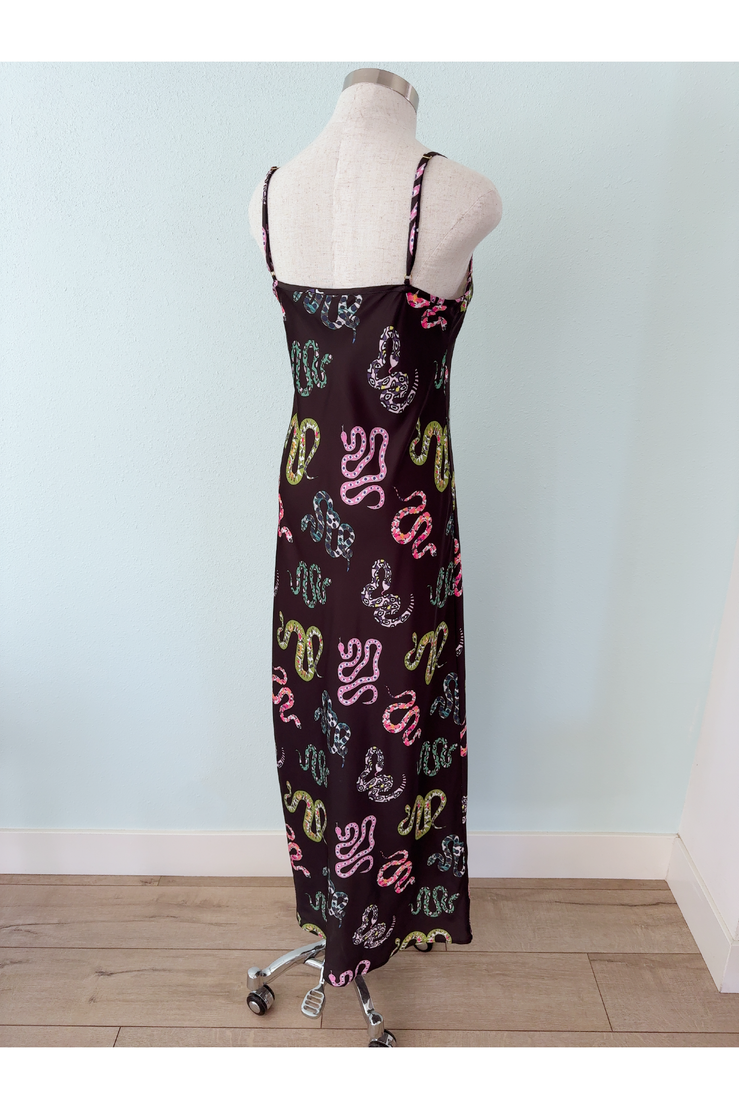 Adjustable Side Zip Snake Slip Dress