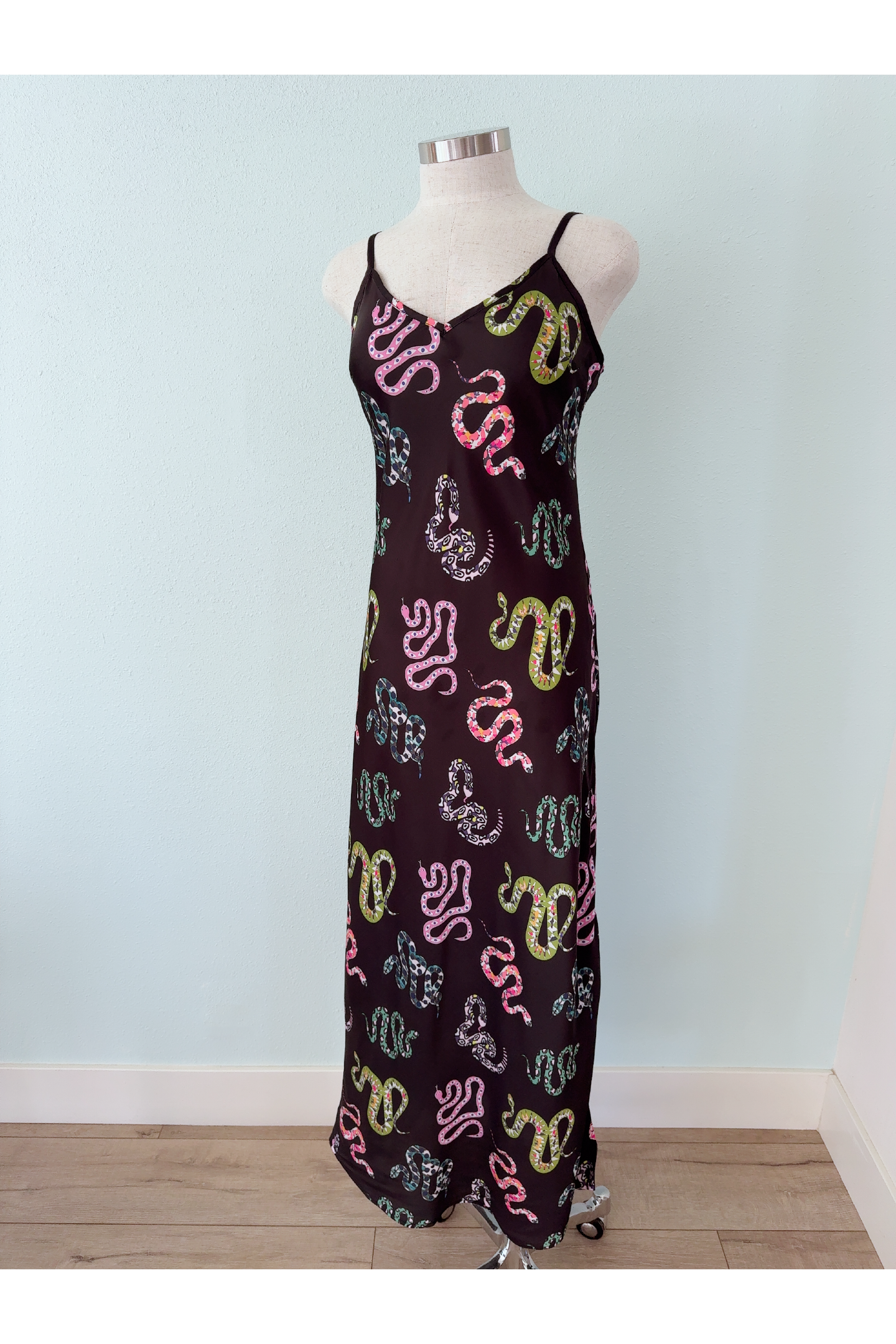Adjustable Side Zip Snake Slip Dress