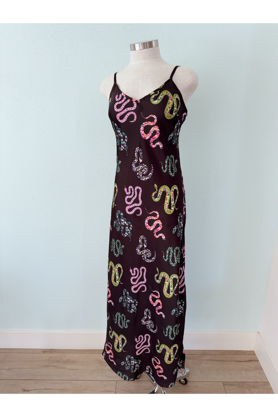 Adjustable Side Zip Snake Slip Dress