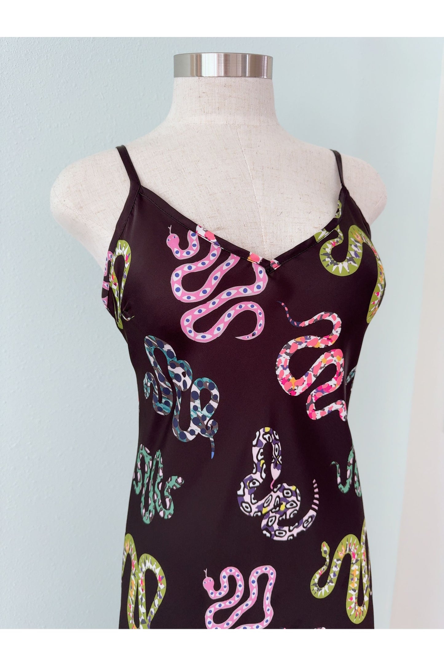 Adjustable Side Zip Snake Slip Dress