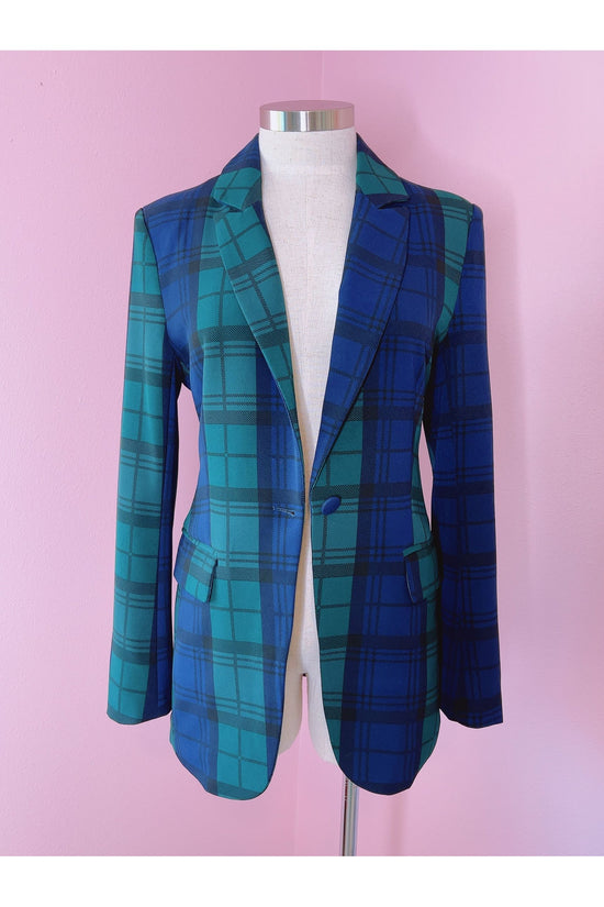 Hudson Plaid Suave Fitted Notch Lapel Blazer