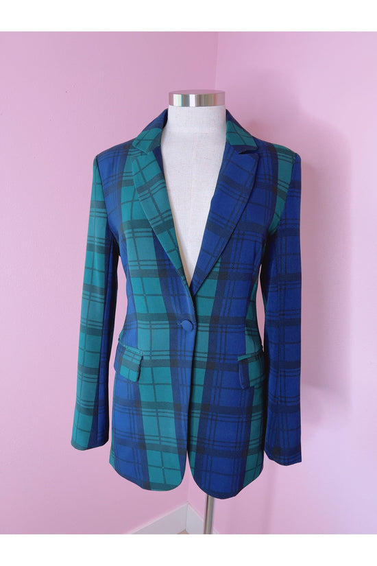 Hudson Plaid Suave Fitted Notch Lapel Blazer