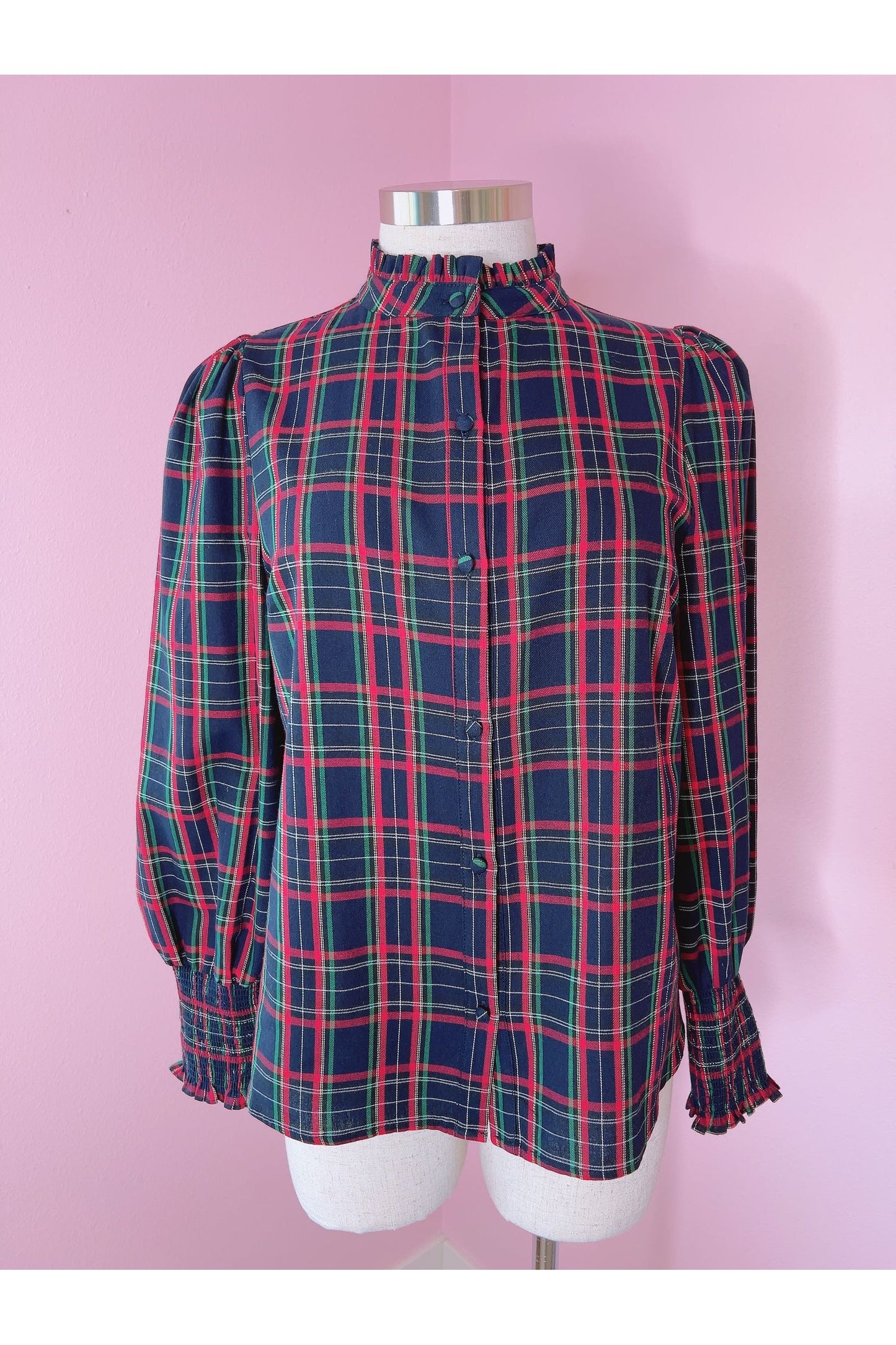 Miley Plaid Split Neck Blouse