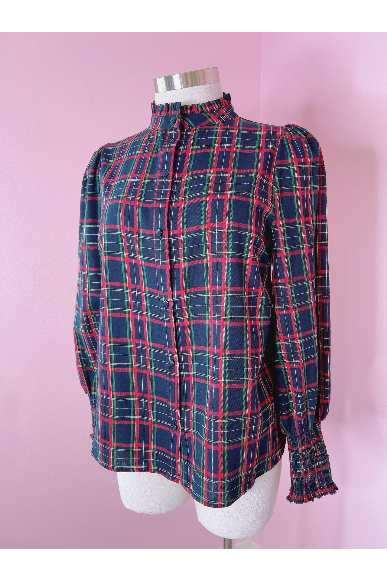 Miley Plaid Split Neck Blouse