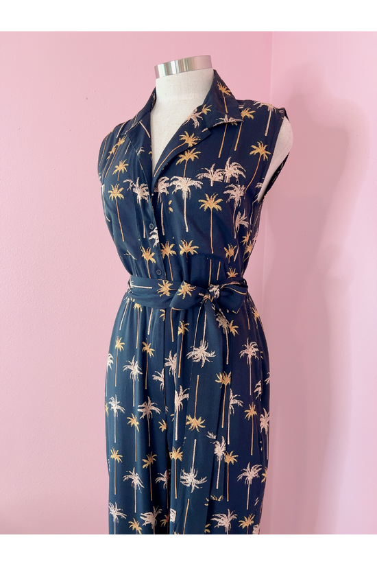 *SALE* Crave The Shade Black and Gold Palm Tree Print Jumpsuit