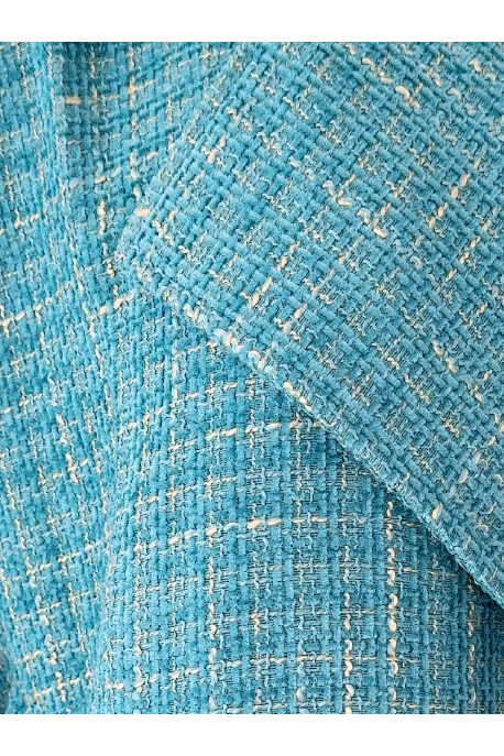 Turquoise Tweed Double Breasted Oversized Coat