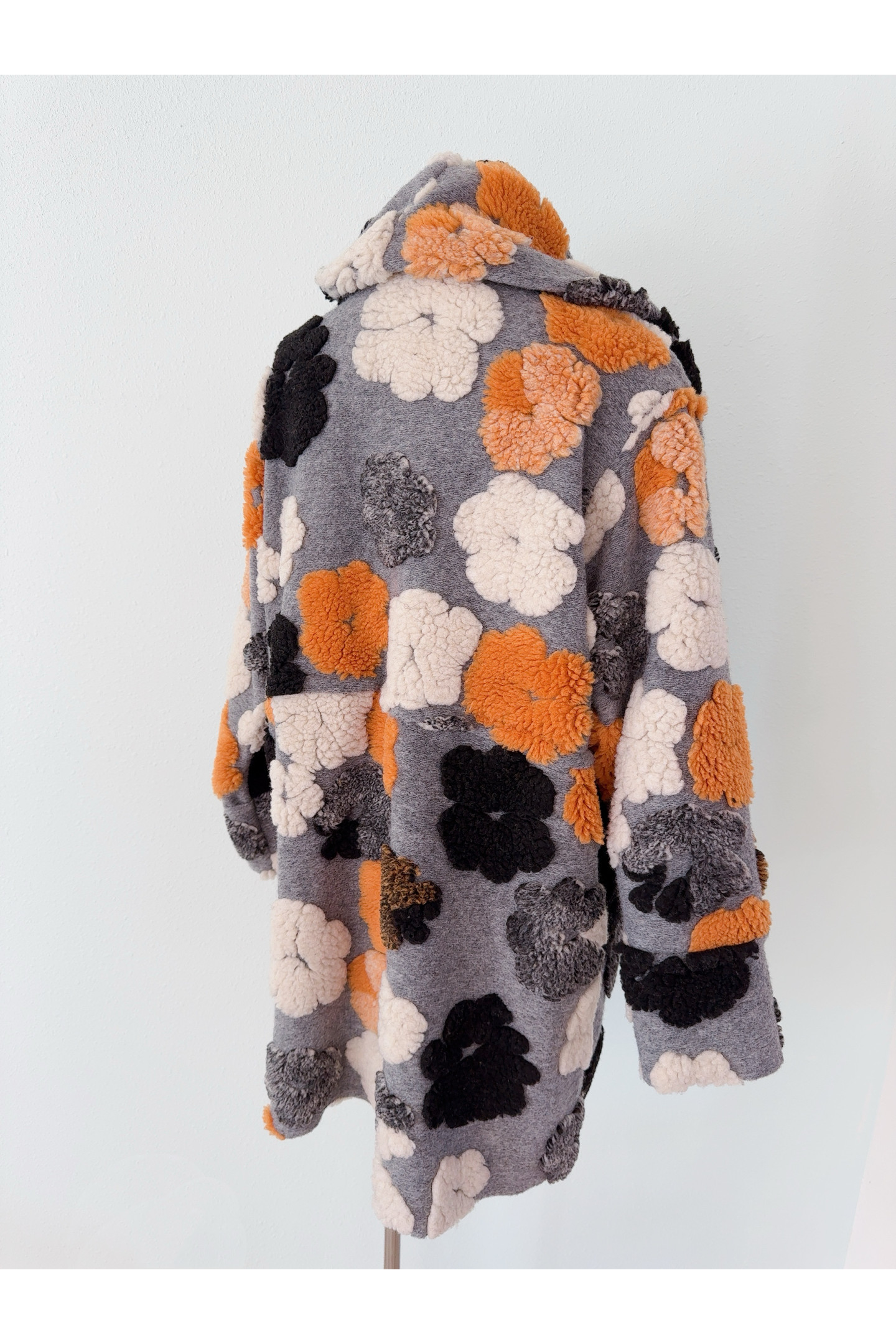 Sherpa Earth Tone Floral Hoodie Coat