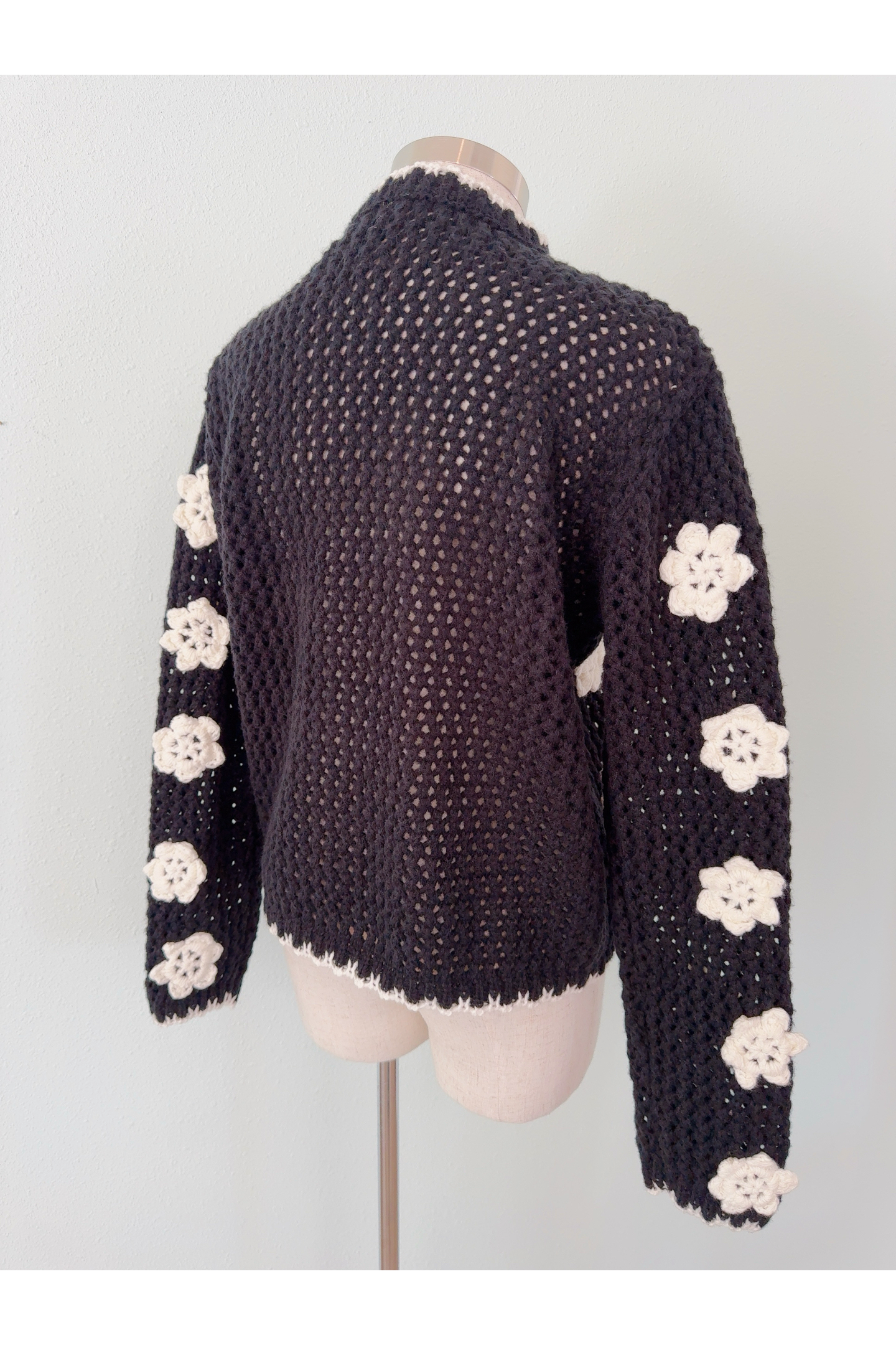 Handmade Crochet Knit Cardigan with Flowers
