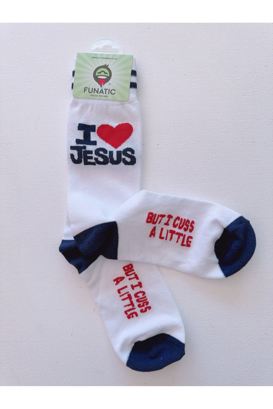 I Love Jesus (But I Cuss a Little) Unisex Socks