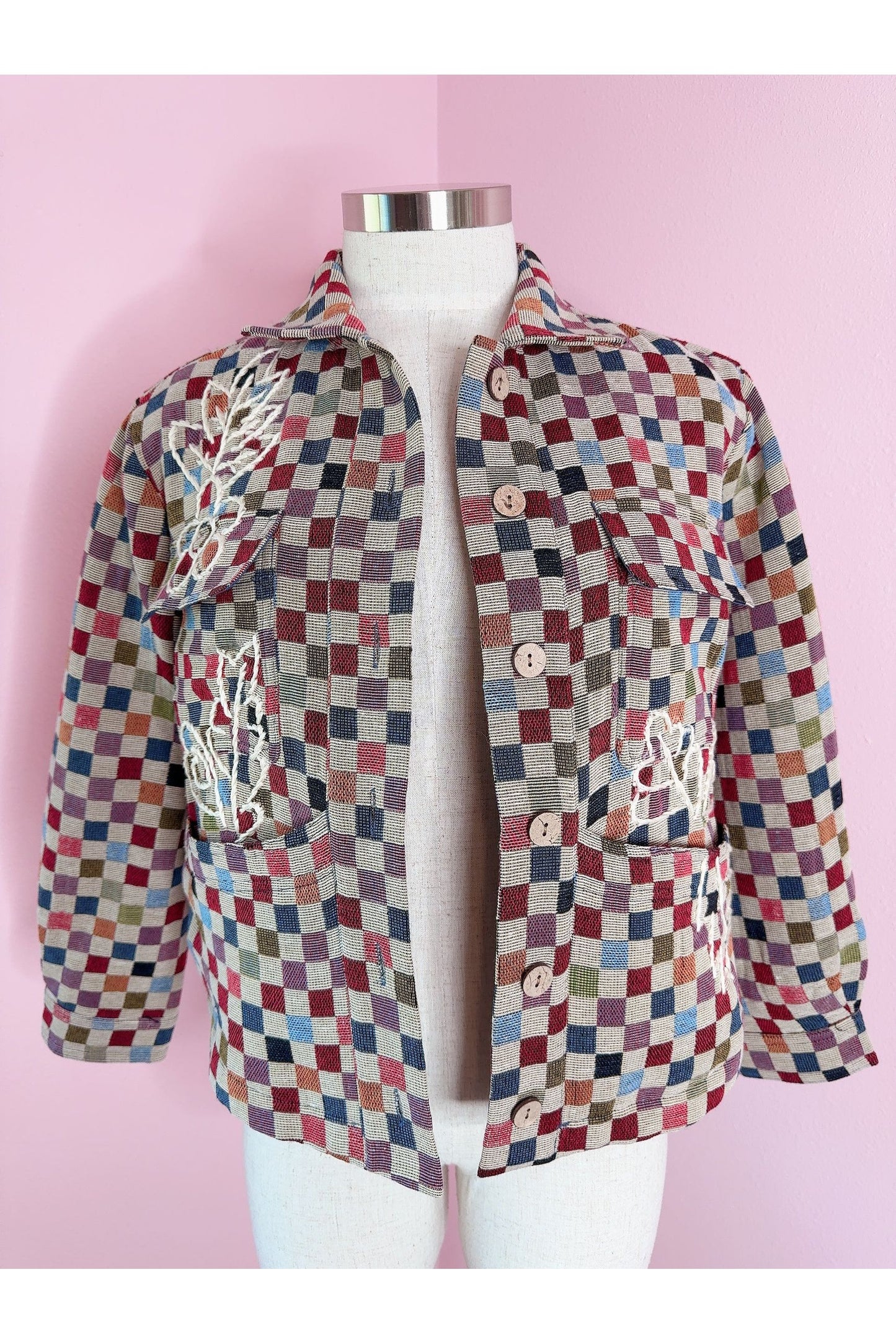 Rocky Coast Checkered Embroidery Jacket